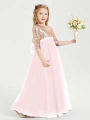 Abiti Damigella Junior Glamour Top Con Paillettes Rosa Cipria