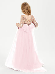 Abiti Damigella Junior Glamour Top Con Paillettes Rosa Cipria