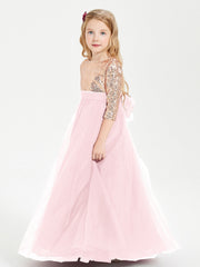 Abiti Damigella Junior Glamour Top Con Paillettes Rosa Cipria