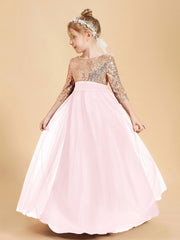 Abiti Damigella Junior Glamour Top Con Paillettes Rosa Cipria