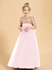 Abiti Damigella Junior Glamour Top Con Paillettes Rosa Cipria