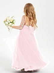 Abiti Damigella Junior Glamour Top Con Paillettes Rosa Cipria