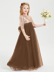 Abiti Damigella Junior Glamour Top Con Paillettes Marrone
