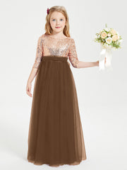 Abiti Damigella Junior Glamour Top Con Paillettes Marrone