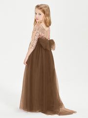 Abiti Damigella Junior Glamour Top Con Paillettes Marrone