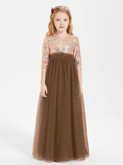 Abiti Damigella Junior Glamour Top Con Paillettes Marrone