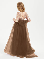 Abiti Damigella Junior Glamour Top Con Paillettes Marrone