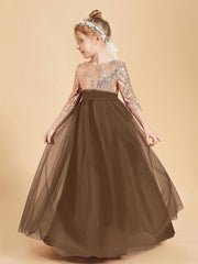 Abiti Damigella Junior Glamour Top Con Paillettes Marrone