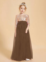 Abiti Damigella Junior Glamour Top Con Paillettes Marrone