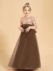 Abiti Damigella Junior Glamour Top Con Paillettes Marrone