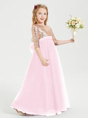 Abiti Damigella Junior Glamour Top Con Paillettes Rosa Bonbon
