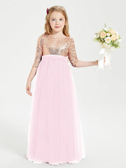 Abiti Damigella Junior Glamour Top Con Paillettes Rosa Bonbon