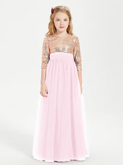 Abiti Damigella Junior Glamour Top Con Paillettes Rosa Bonbon