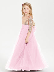 Abiti Damigella Junior Glamour Top Con Paillettes Rosa Bonbon