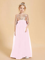 Abiti Damigella Junior Glamour Top Con Paillettes Rosa Bonbon
