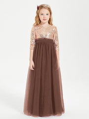 Abiti Damigella Junior Glamour Top Con Paillettes Cioccolato