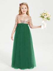Abiti Damigella Junior Glamour Top Con Paillettes Verde Scuro