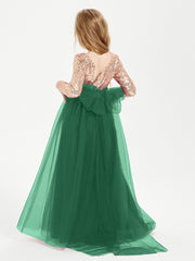 Abiti Damigella Junior Glamour Top Con Paillettes Verde Scuro