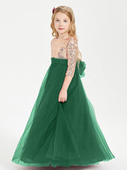 Abiti Damigella Junior Glamour Top Con Paillettes Verde Scuro