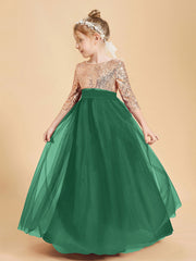 Abiti Damigella Junior Glamour Top Con Paillettes Verde Scuro