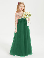 Abiti Damigella Junior Glamour Top Con Paillettes Verde Scuro