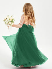 Abiti Damigella Junior Glamour Top Con Paillettes Verde Scuro