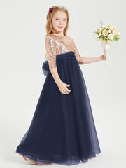 Abiti Damigella Junior Glamour Top Con Paillettes Blu Scuro