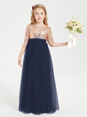 Abiti Damigella Junior Glamour Top Con Paillettes Blu Scuro