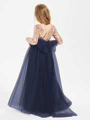 Abiti Damigella Junior Glamour Top Con Paillettes Blu Scuro