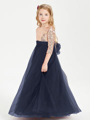 Abiti Damigella Junior Glamour Top Con Paillettes Blu Scuro