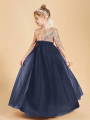 Abiti Damigella Junior Glamour Top Con Paillettes Blu Scuro