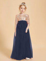 Abiti Damigella Junior Glamour Top Con Paillettes Blu Scuro