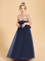 Abiti Damigella Junior Glamour Top Con Paillettes Blu Scuro