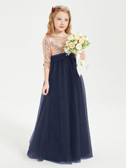 Abiti Damigella Junior Glamour Top Con Paillettes Blu Scuro