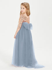 Abiti Damigella Junior Glamour Top Con Paillettes Azzurro Polvere
