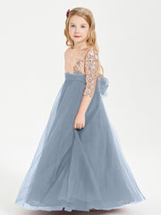 Abiti Damigella Junior Glamour Top Con Paillettes Azzurro Polvere