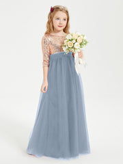 Abiti Damigella Junior Glamour Top Con Paillettes Azzurro Polvere
