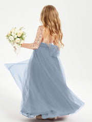 Abiti Damigella Junior Glamour Top Con Paillettes Azzurro Polvere
