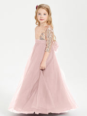 Abiti Damigella Junior Glamour Top Con Paillettes Rosa Polvere
