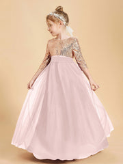 Abiti Damigella Junior Glamour Top Con Paillettes Rosa Polvere