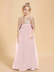 Abiti Damigella Junior Glamour Top Con Paillettes Rosa Polvere
