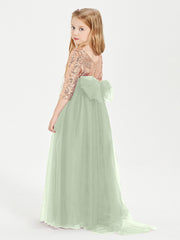 Abiti Damigella Junior Glamour Top Con Paillettes Salvia Polvere