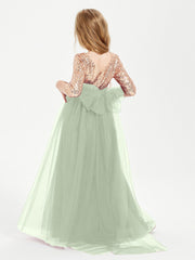 Abiti Damigella Junior Glamour Top Con Paillettes Salvia Polvere