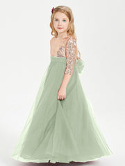 Abiti Damigella Junior Glamour Top Con Paillettes Salvia Polvere