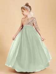 Abiti Damigella Junior Glamour Top Con Paillettes Salvia Polvere