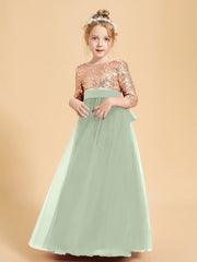 Abiti Damigella Junior Glamour Top Con Paillettes Salvia Polvere