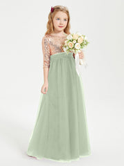 Abiti Damigella Junior Glamour Top Con Paillettes Salvia Polvere
