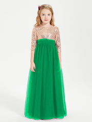 Abiti Damigella Junior Glamour Top Con Paillettes Smeraldo