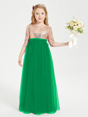 Abiti Damigella Junior Glamour Top Con Paillettes Smeraldo
