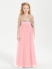Abiti Damigella Junior Glamour Top Con Paillettes Fenicottero